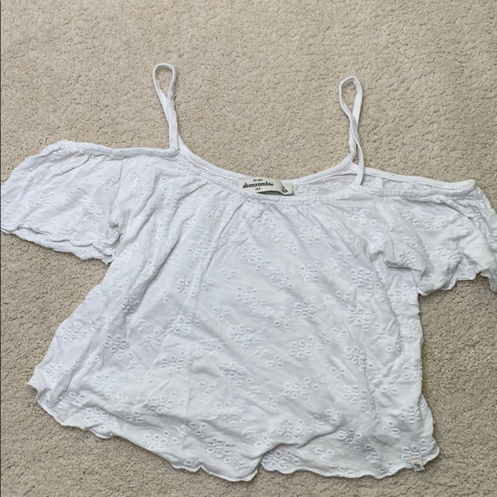 Cropped white off the shoulder tank top